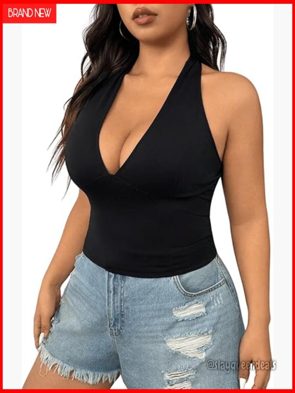 Plus Size Halter Backless Crop Tank Top Slim Fit Summer